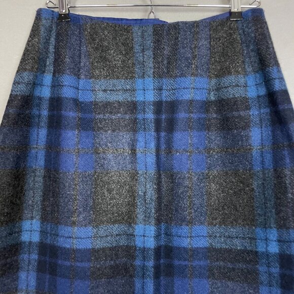 Vintage 70s Pendleton Skirt One of a Kind Handmade Plaid Blue Gray Mini Women - Picture 6 of 11